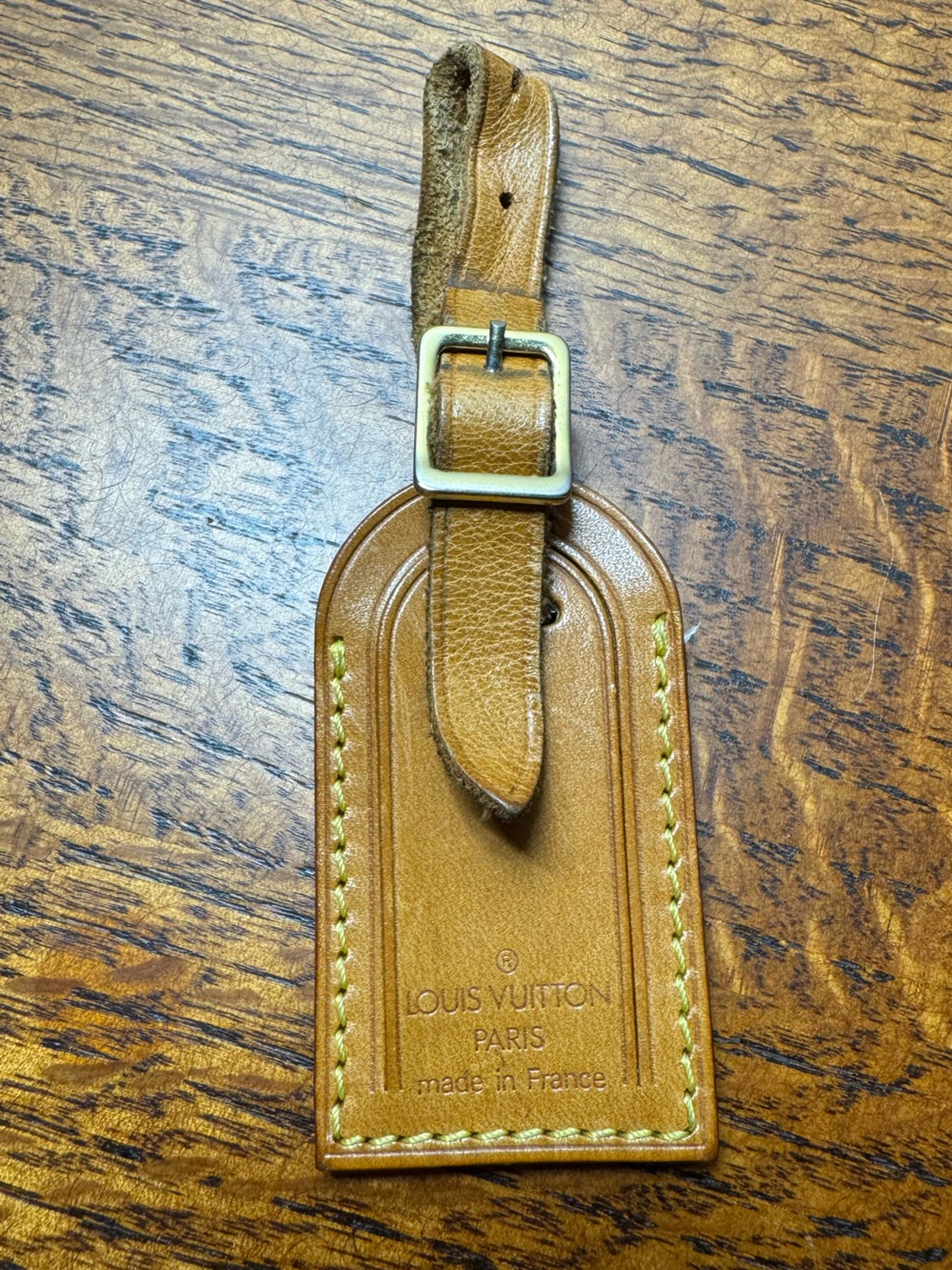 Louis Vuitton Vachetta Leather Luggage Tag with Buckle Strap